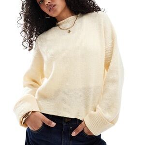 Cream funnel neck knit sweater